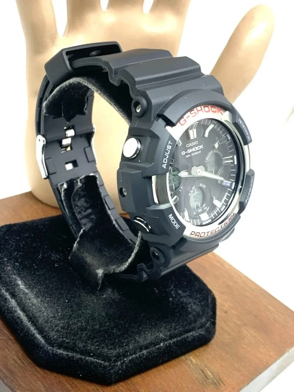 Casio Mens Watch G-Shock GAS100 Black Resin Analog Digital Tough Solar 47mm 5445